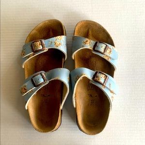 Birkis Birkenstock Baby Blue Floral Slip on Sandal